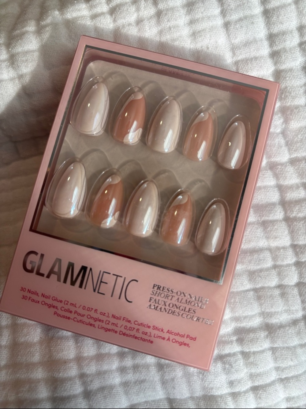 Glamnetic Press-On Almond Nails in Nude & White